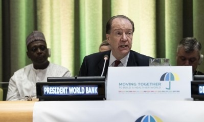 David Malpass, President of the World Bank Group, speaks at the high-level meeting on Universal Health Coverage. The theme of the meeting was 